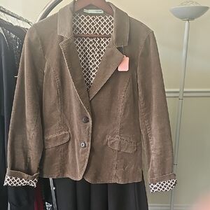 Maurices Brown Corduroy Blazer with Geometric Lining